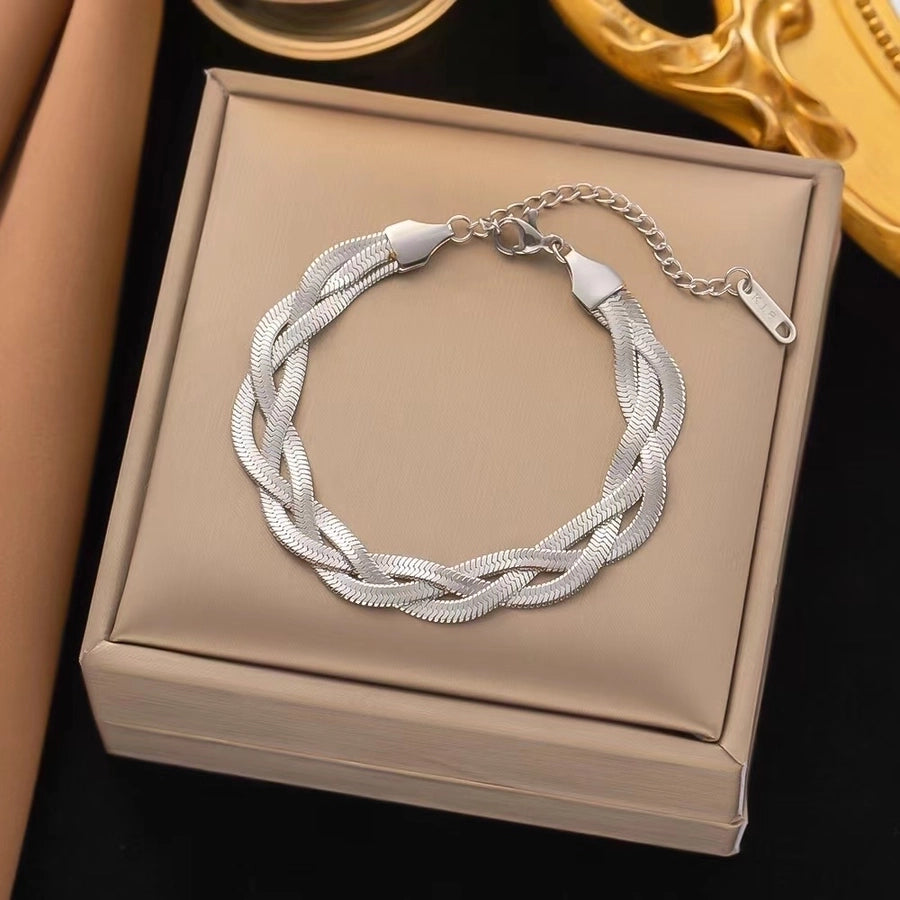 Braided Snake Chain Bracelets [304 Stainless Steel,18K Gold Plated]