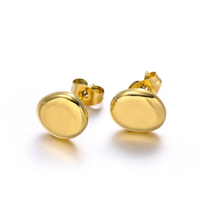 Flat Oval Earrings [304 Stainless Steel,18K Gold Plated]