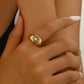 Heart Shape Zircon Ring [304 Stainless Steel, 14K Gold Plated]