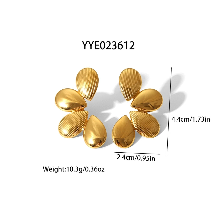 Floral Earrings [304 Stainless Steel,18K Gold Plated]