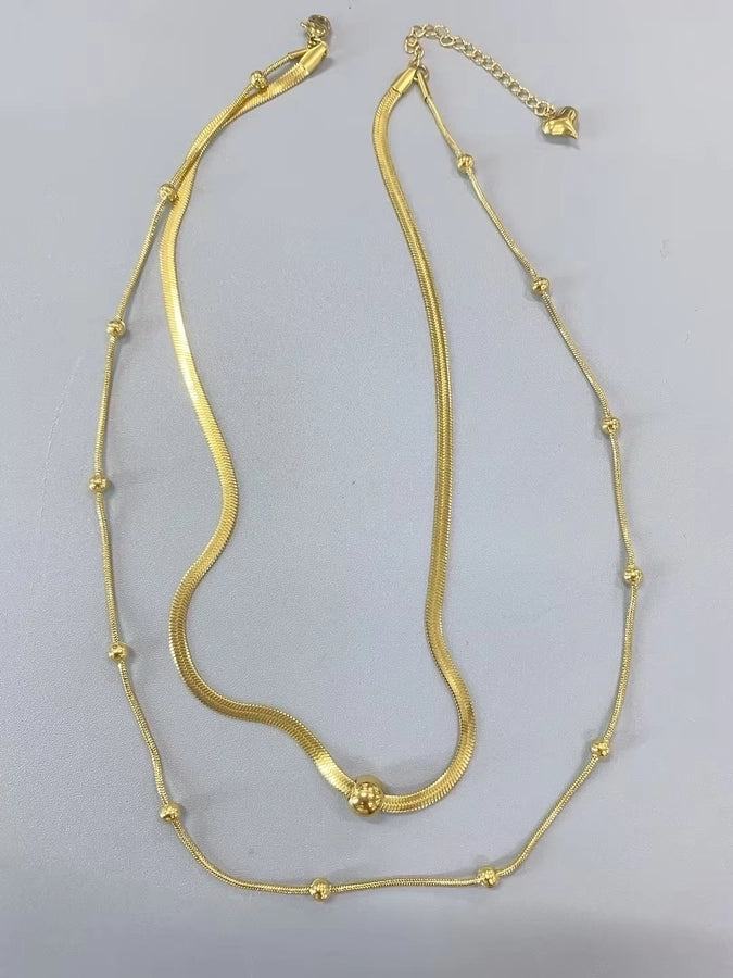 Double Layer Necklace [304 Stainless Steel,18K Gold Plated]