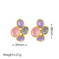 Pin Purple Enamel 304 Stainless Steel 18K Gold Plated Ear Studs