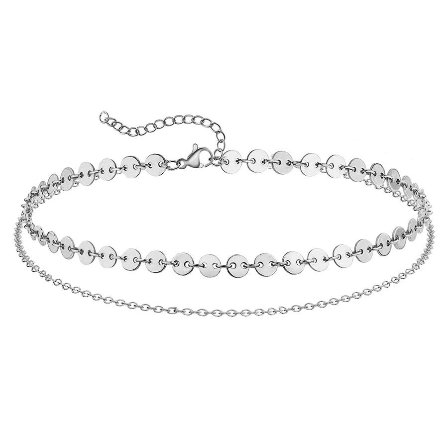 Double Chain Mix Anklet [Stainless Steel]