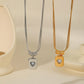 Heart Shape Zircon Pendant Necklace [304 Stainless Steel 18K Gold Plated]