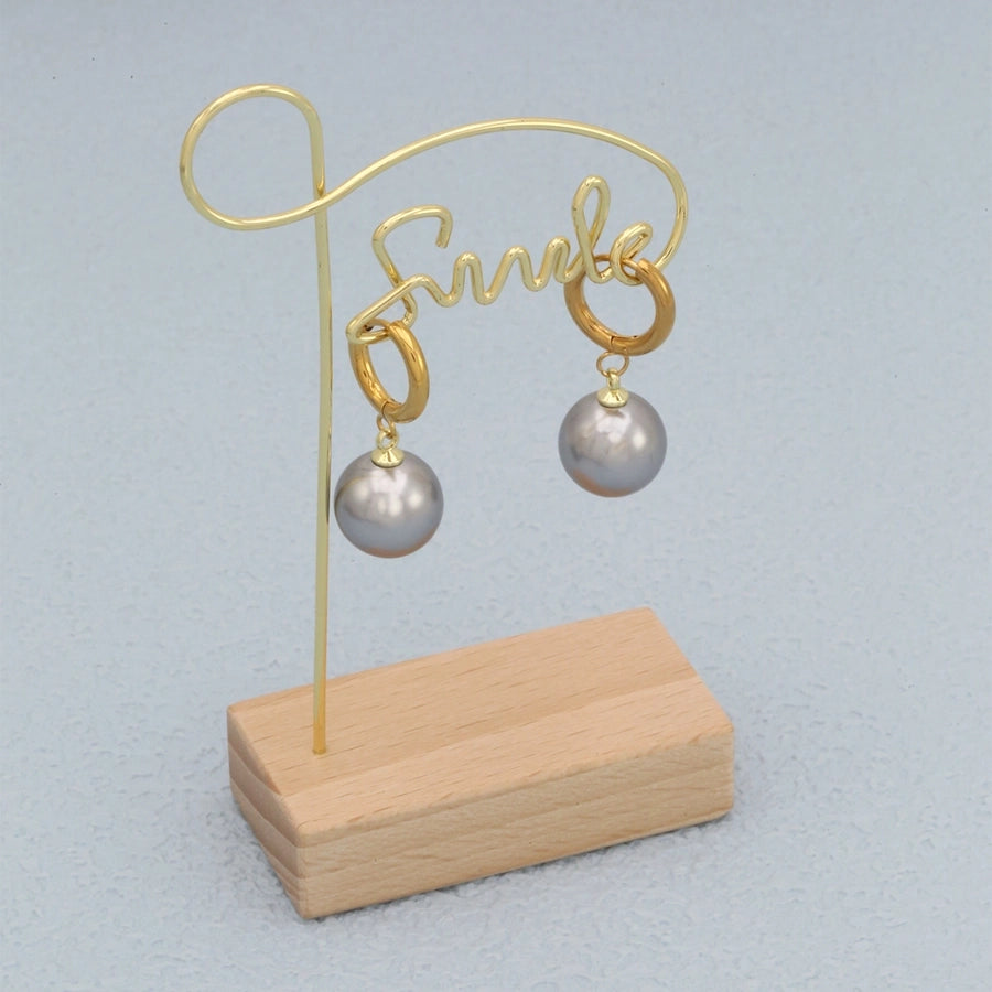 Drop Round Pearl Earrings [304 Stainless Steel, 18K Gold Plated]