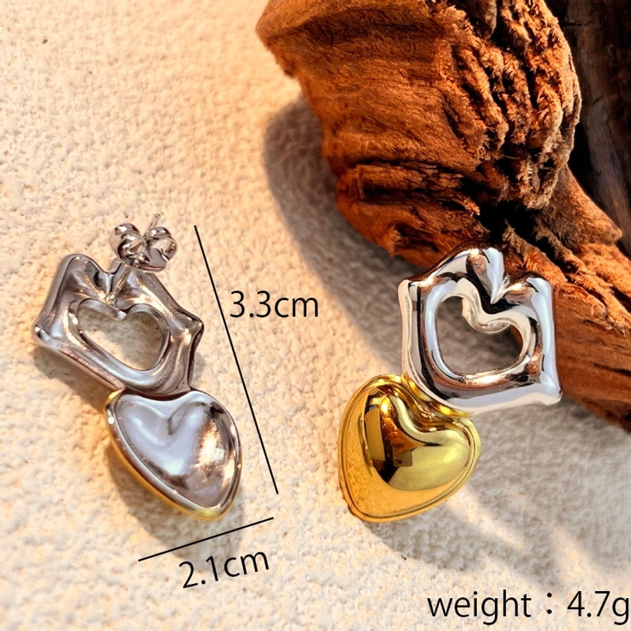 Lips Heart Drop Earrings [304 Stainless Steel,18K Gold Plated]