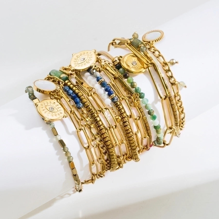 Eye Natural Stone Bracelets [Stainless Steel, 18K Gold Plated]