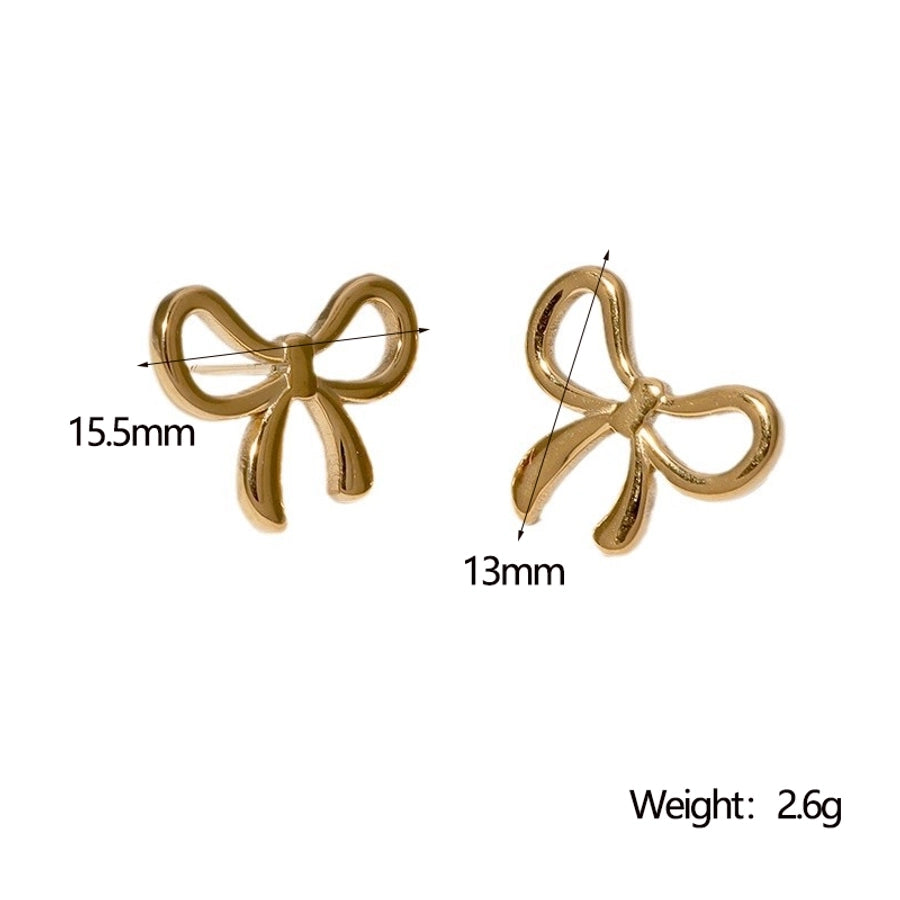 Bow Knot Ear Studs [304 Stainless Steel,18K Gold Plated]