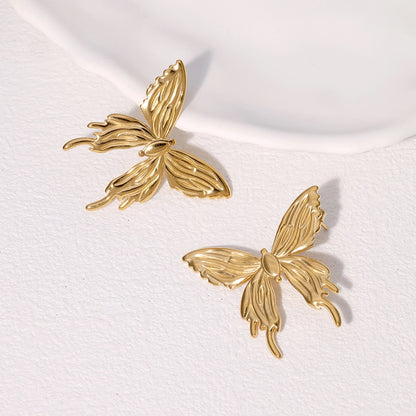 Butterfly Earrings [304 Stainless Steel,18K Gold Plated]