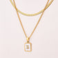 Letter RectanglePendant Necklace[304 Stainless Steel, 18K Gold Plated]