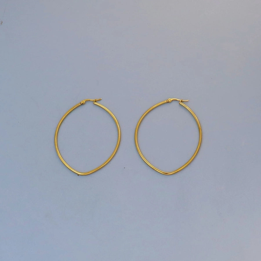 Thin Hoop Earrings [304 Stainless Steel,18K Gold Plated]