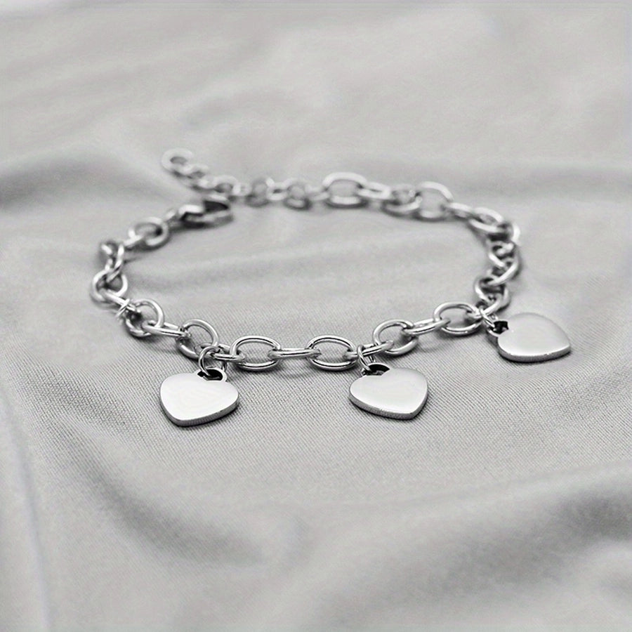 Multiple Hearts Chain Bracelet [Stainless Steel,18K Gold Plated]