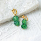 Green Leaves Rhombus Beaded Drop Earrings [304 Stainless Steel,14K Gold Plated]