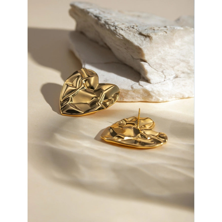 Heart Shape Earrings [304 Stainless Steel,18K Gold Plated]