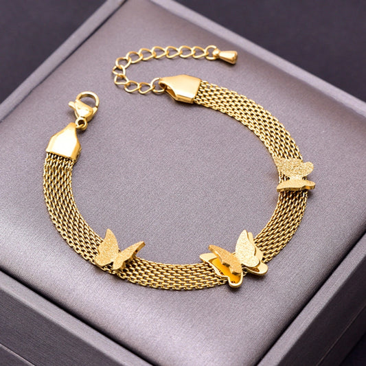 Butterfly Chain Bracelet [304 Stainless Steel, 18K Gold Plated]