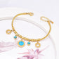 Artificial Rhinestones Turquoise Shell Bracelet [304 Stainless Steel, 18K Gold Plated]