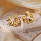 Flower Imitation Pearl Earrings [304 Stainless Steel,18K Gold Plated]