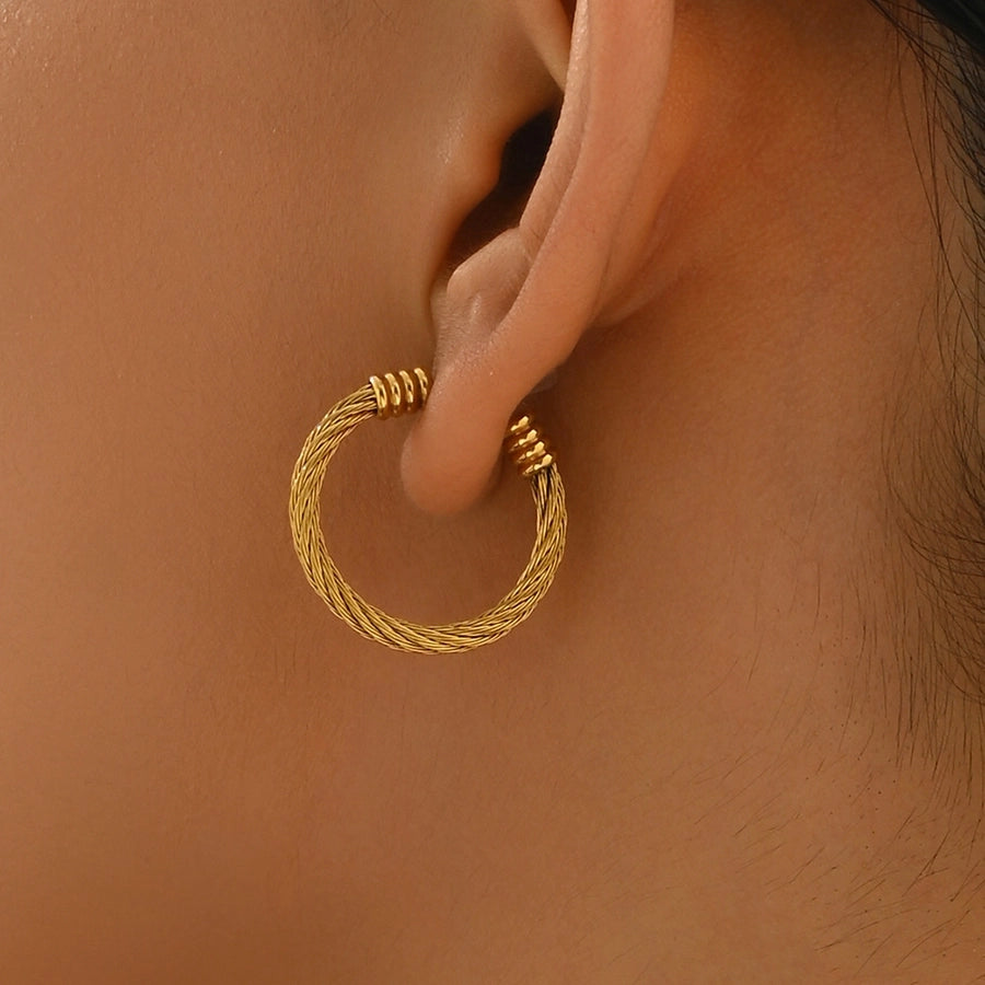 C Shape Twist Earrings [201 Stainless Steel]