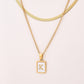 Letter RectanglePendant Necklace[304 Stainless Steel, 18K Gold Plated]