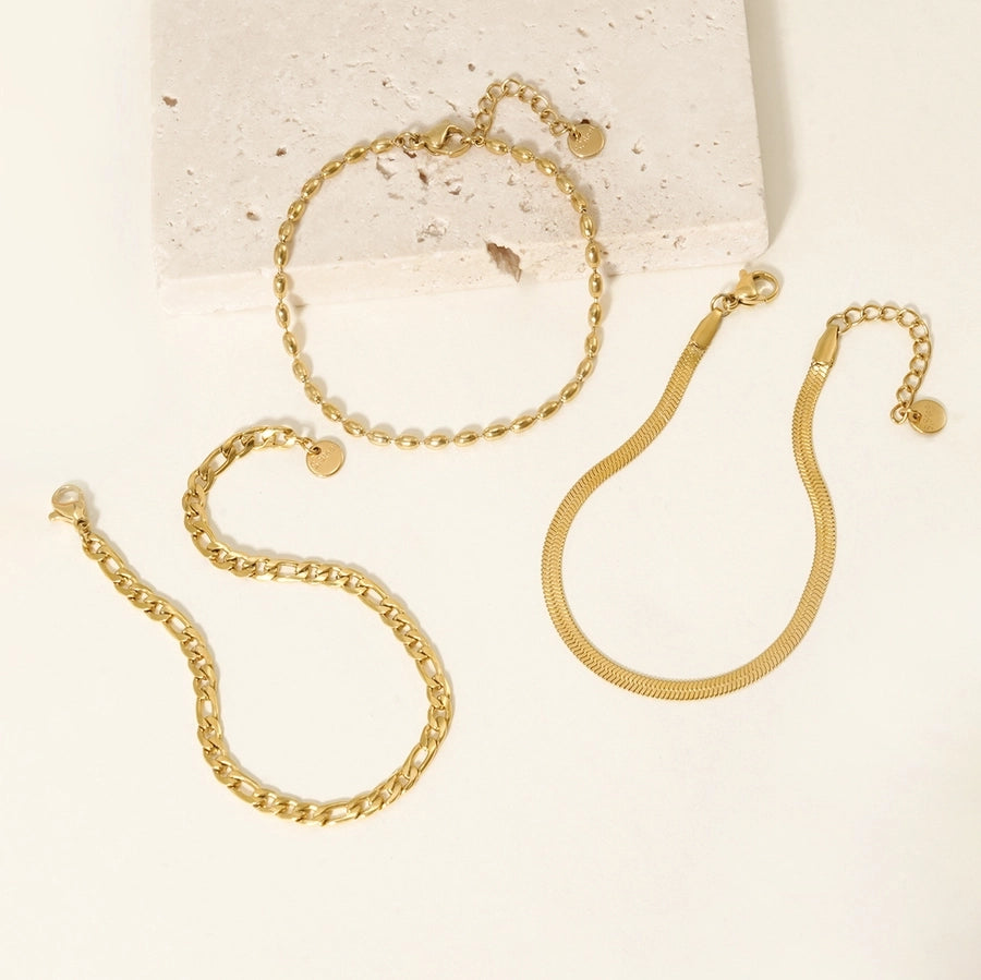 Chain Bracelet Sets [304 Stainless Steel,18K Gold Plated]