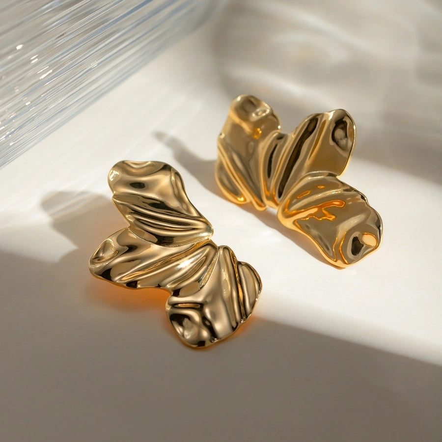 Petal Earrings [304 Stainless Steel,18K Gold Plated]