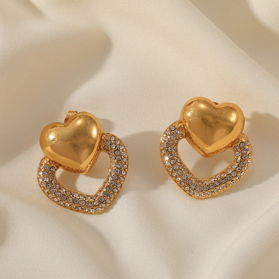 Heart Shape Twist Earrings [304 Stainless Steel 18K Gold Plated]