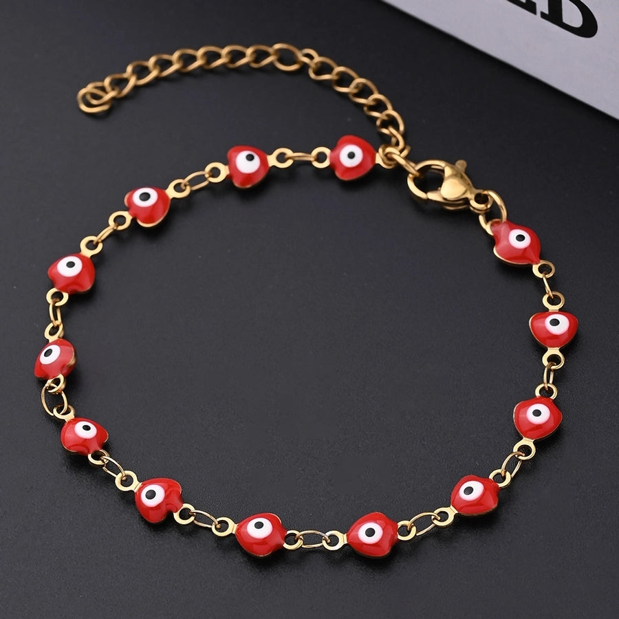 Devil's Eye Heart Shape Bracelet [304 Stainless Steel, 18K Gold Plated]