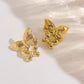 Double Butterfly Earrings [304 Stainless Steel,14K Gold Plated]