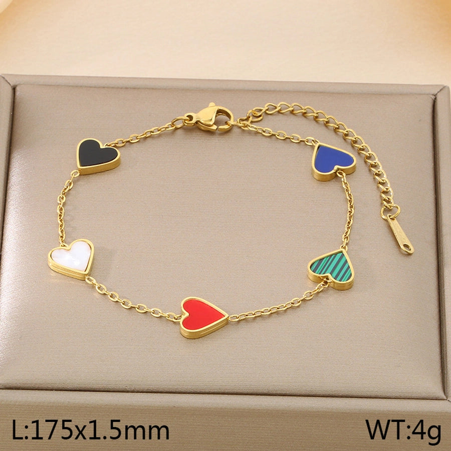 Acrylic Heart Cable Chain Bracelets [304 Stainless Steel,18K Gold Plated]