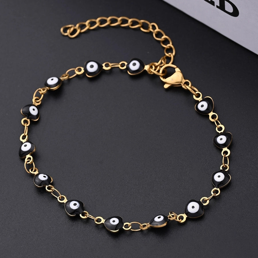 Pulseira de formato do coração do Devil's Eye [304 Aço inoxidável, peito de ouro de 18k]