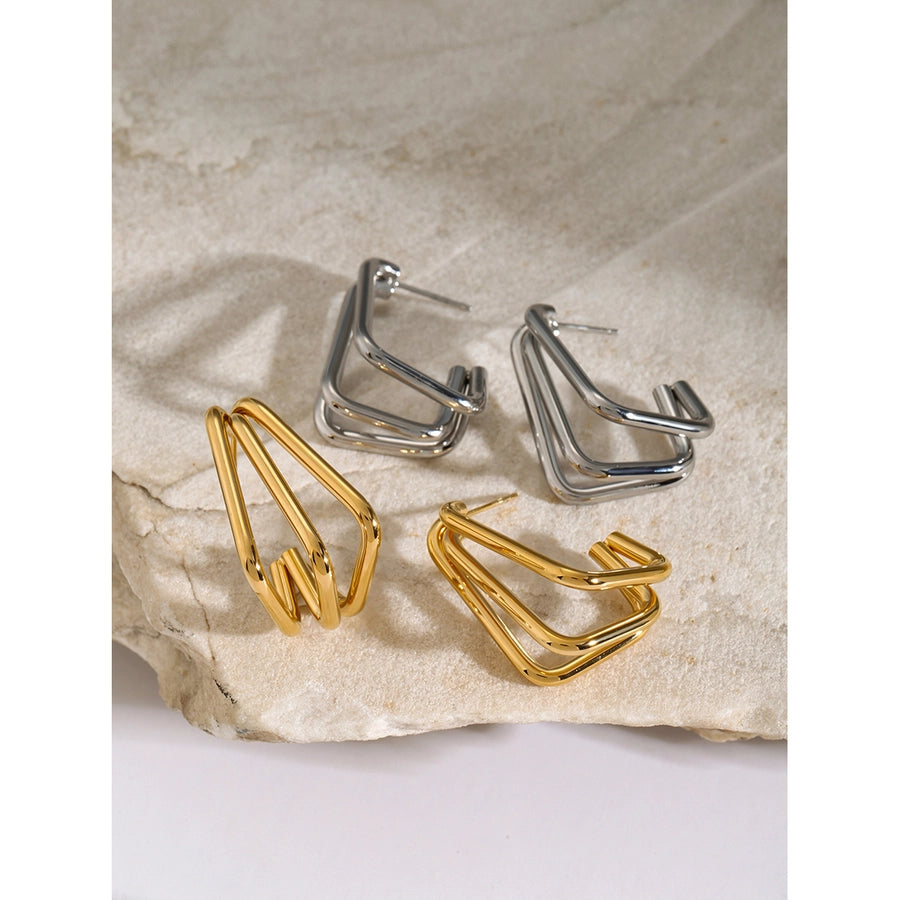 Solid Color Earrings [304 Stainless Steel,18K Gold Plated]