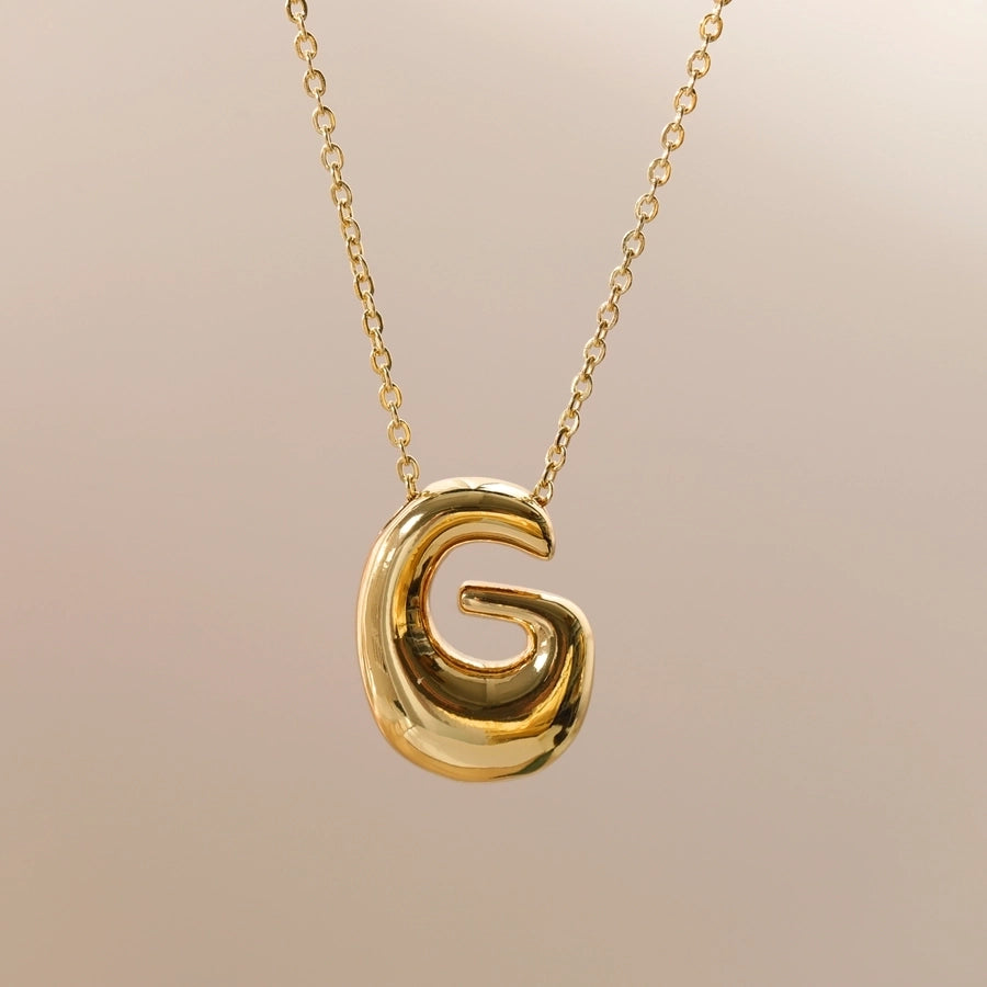 Letter Chain Pendant Necklace [304 Stainless Steel,18K Gold Plated]