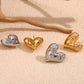 Heart Shape Rhinestones Earrings [304 Stainless Steel,18K Gold Plated]