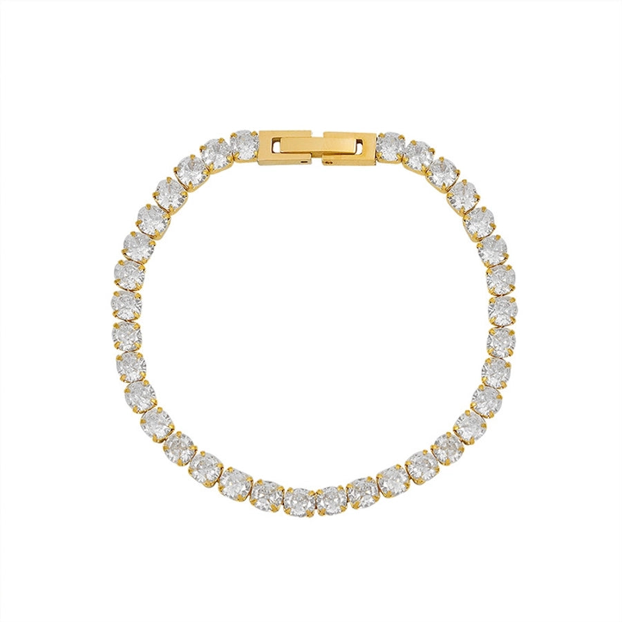 Square Zircon Bracelet [304 Stainless Steel, 18K Gold Plated]