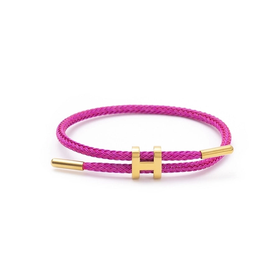 H Letter Wire Rope  Bracelets [304 Stainless Steel, 18K Gold Plated]