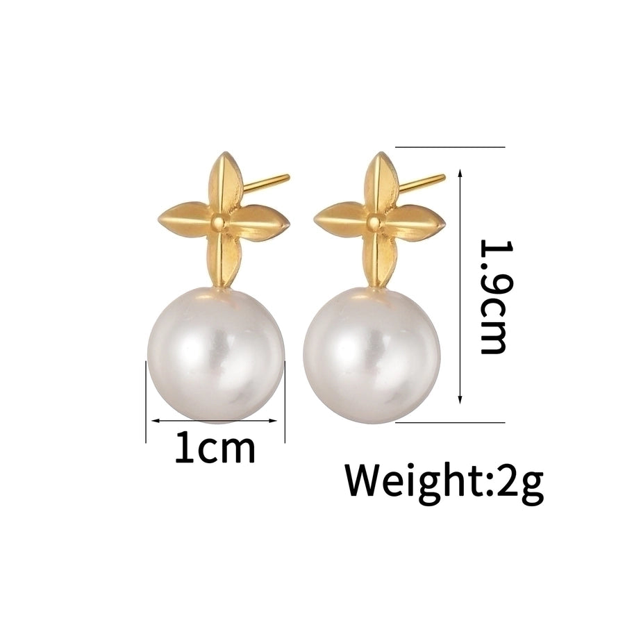 Pearl Gold Earrings [304 Stainless Steel]