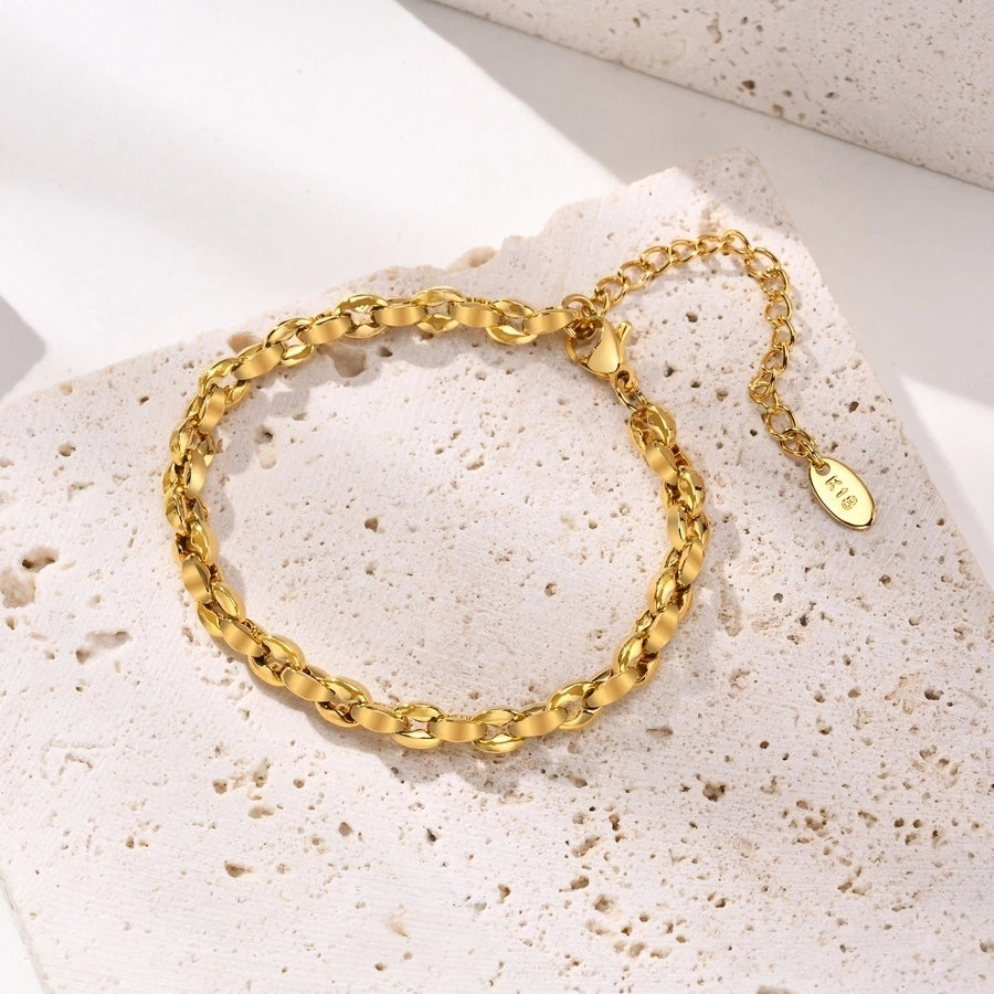 Flat Cable Chain Bracelet [304 Stainless Steel,18K Gold Plated]