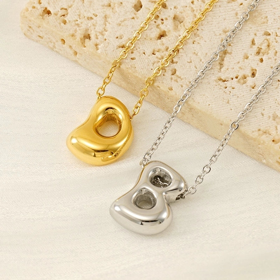 Letter Pendant Necklace [304 Stainless Steel,18K Gold Plated]