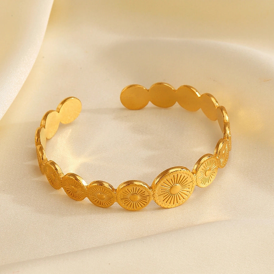 Runde Sonnenarmband [304 Edelstahl, 18K Gold plattiert]