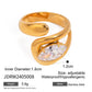 Square Zircon Open Ring [304 Stainless Steel, 18K Gold Plated]