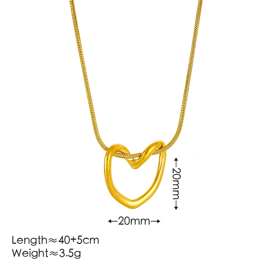 Hollow Heart Earrings/Necklace/Jewelry Set [304 Stainless Steel, 18K Gold Plated]