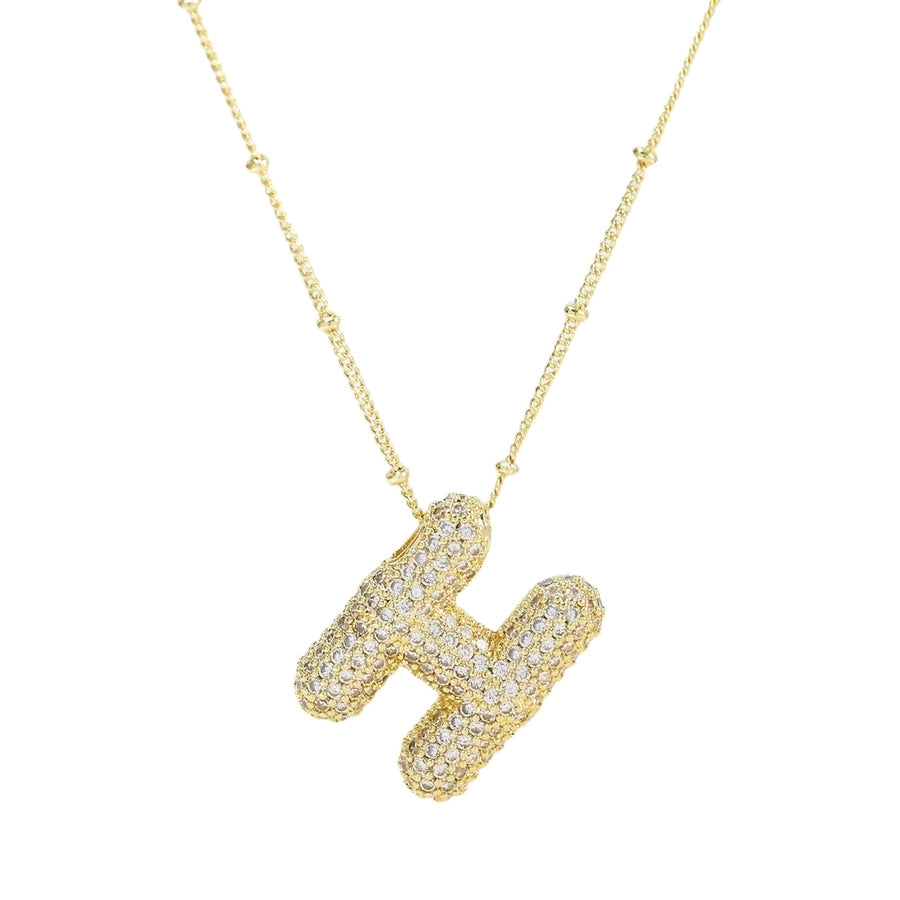 Gold Rhinestones Letter Necklace [304 Stainless Steel]