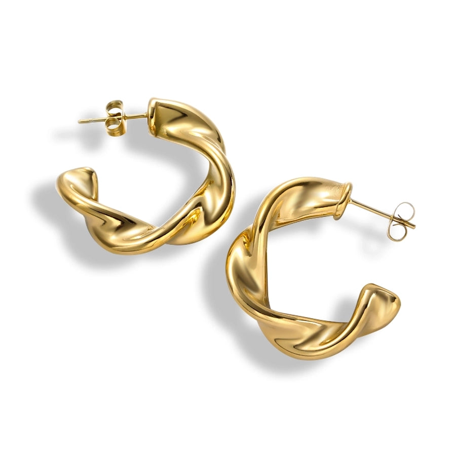 Twist Hoop Earringings [304 nerezové oceli, 18k zlaté plovy]