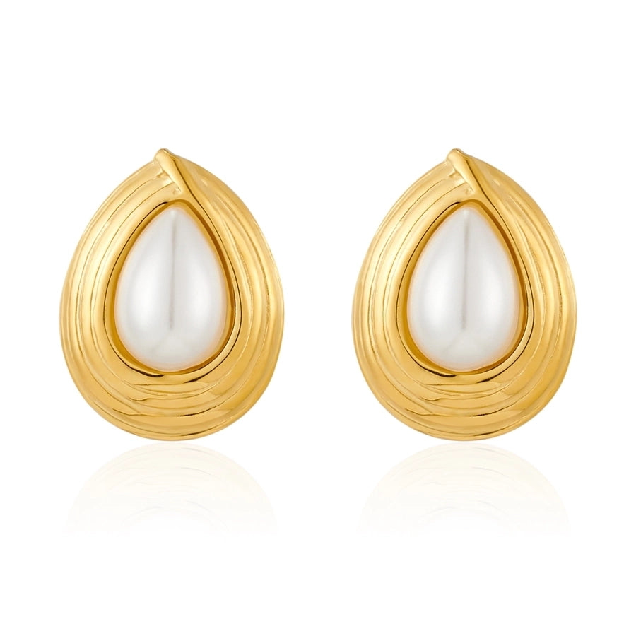 Baroque Style Water Droplets IEarrings [304 Stainless Steel,18K Gold Plated]