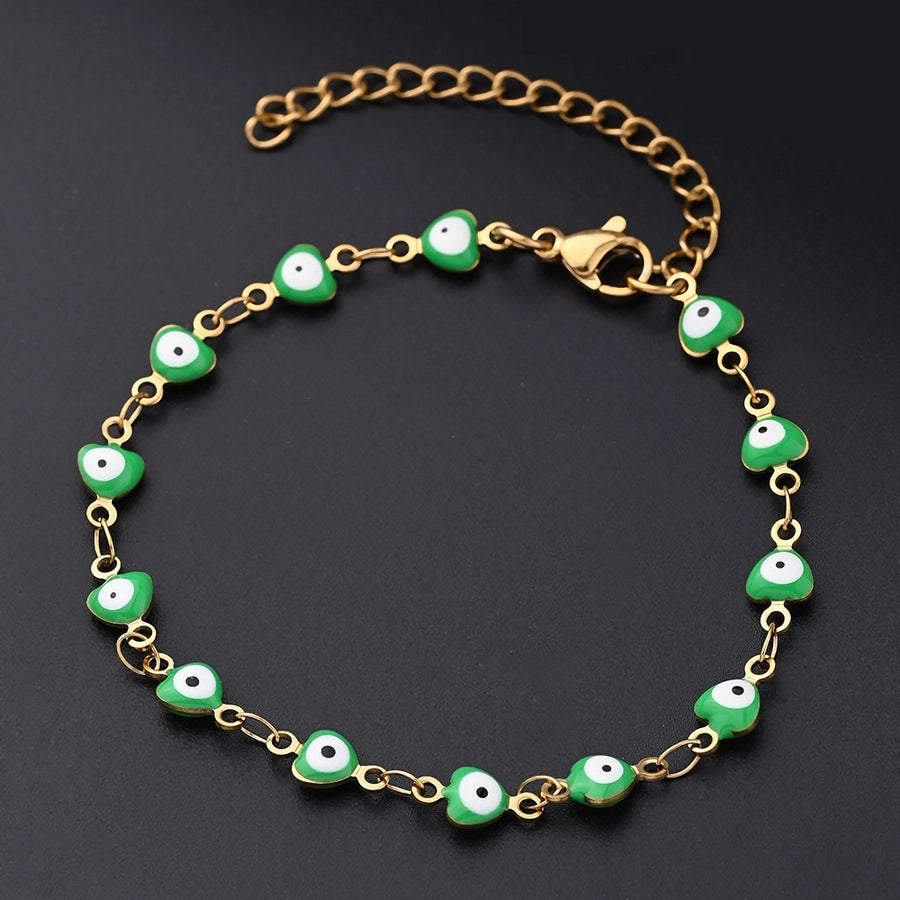 Bracciale a forma di cuore dell'occhio del diavolo [acciaio inossidabile 304, oro 18K placcato]