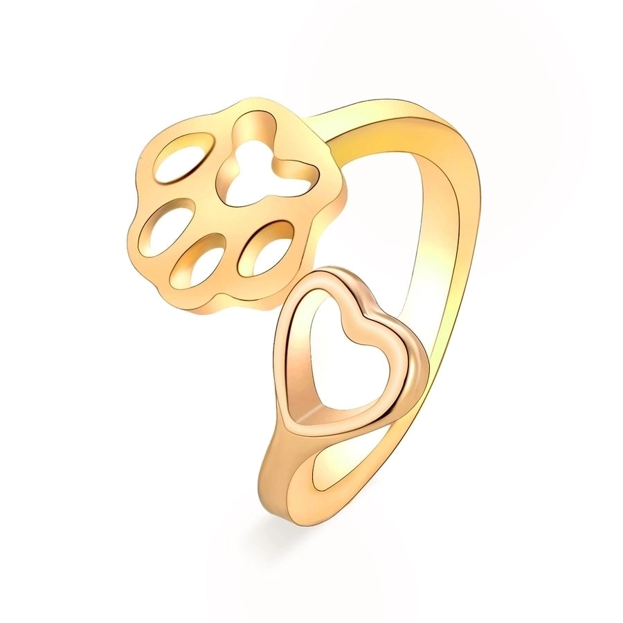 Paw Print Open Ring [304 Stainless Steel 18K Gold Plated]