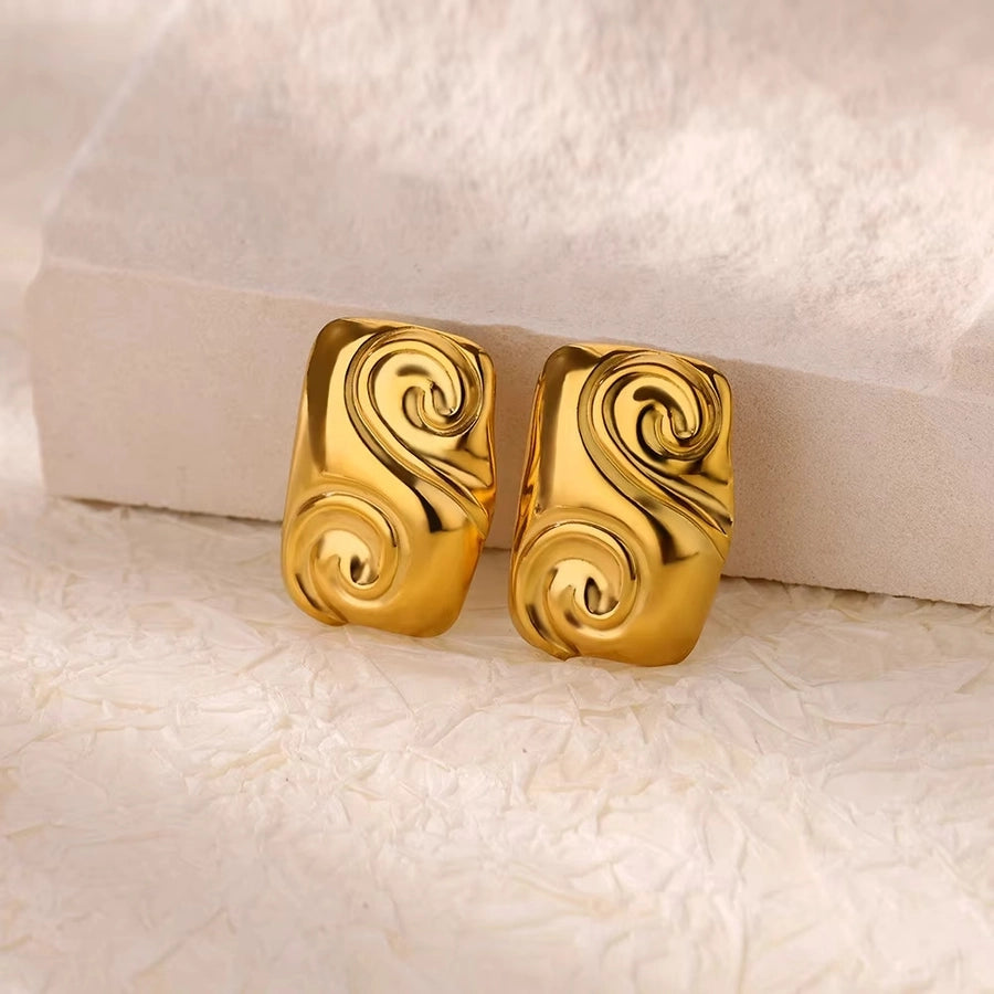 Modern Style Geometric Flower Ear Studs  [304 Stainless Steel]