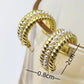 Artificial Pearls Rhinestones Hoop Earrings [304 Stainless Steel,18K Gold Plated]