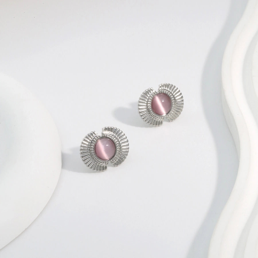 Silver Opal Ear Studs [304 acero inoxidable]