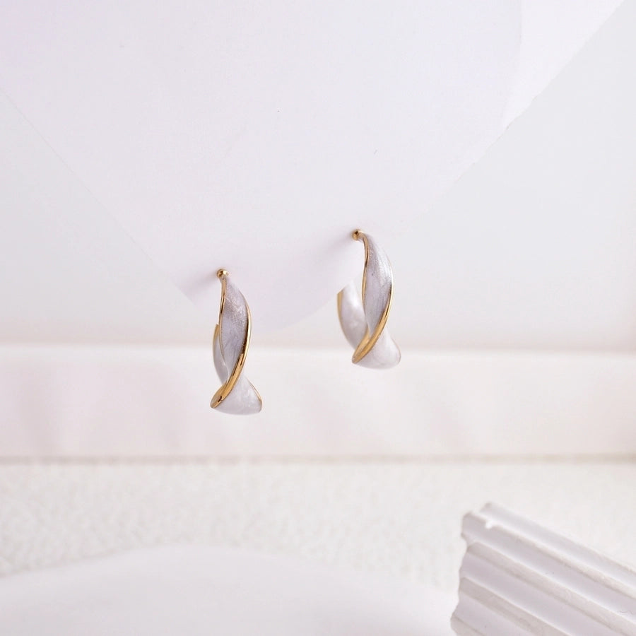 C Shape Spiral Epoxy Earrings [304 Stainless Steel]